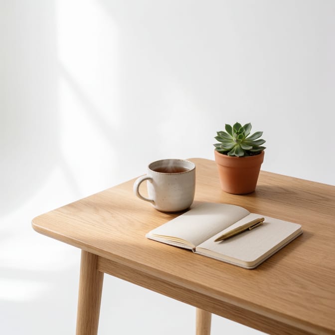 Table transformed into a cozy space with simple decorations