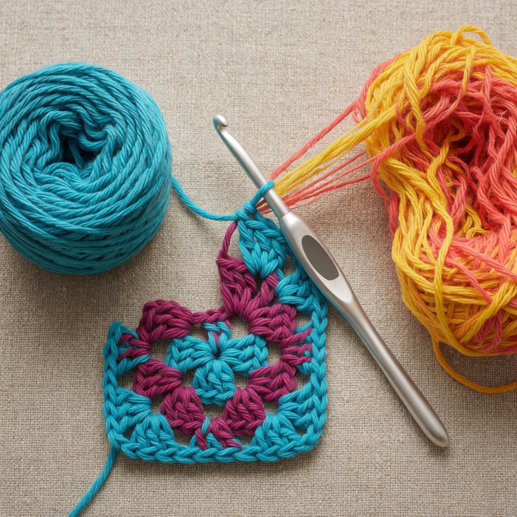 Image shows breaks caused by incorrect yarn winding in crochet.