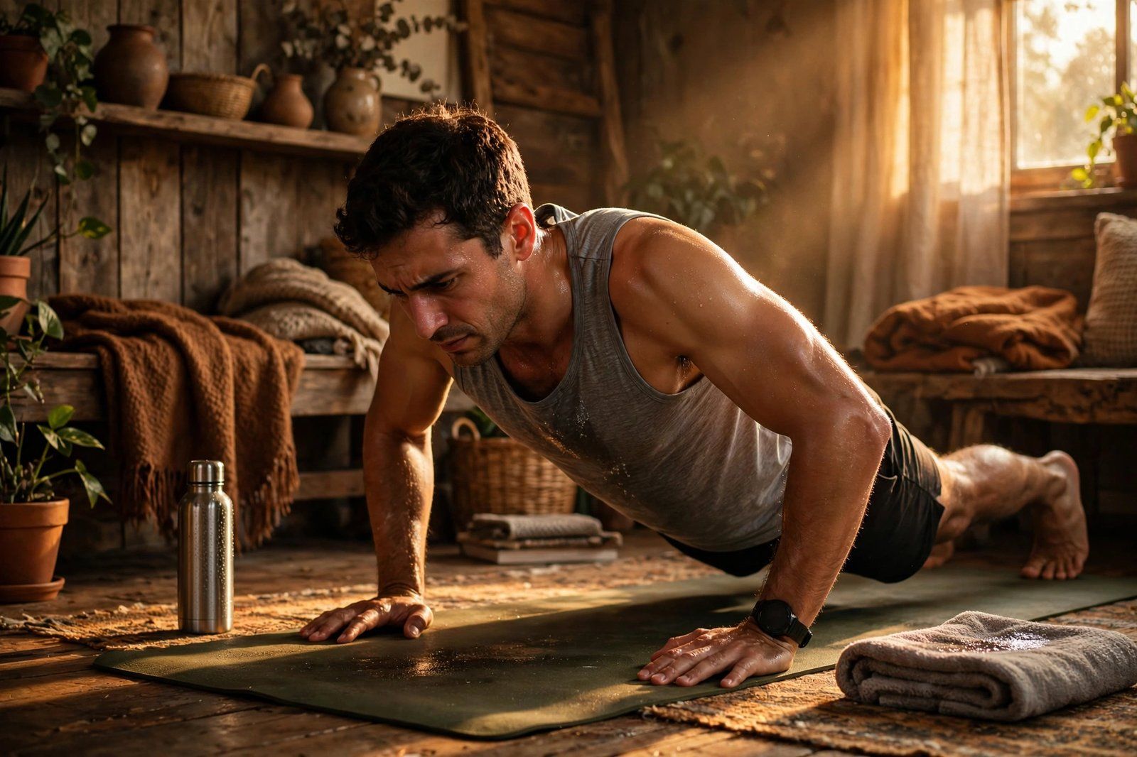 Pessoa ignoring sinais do corpo durante exercicios