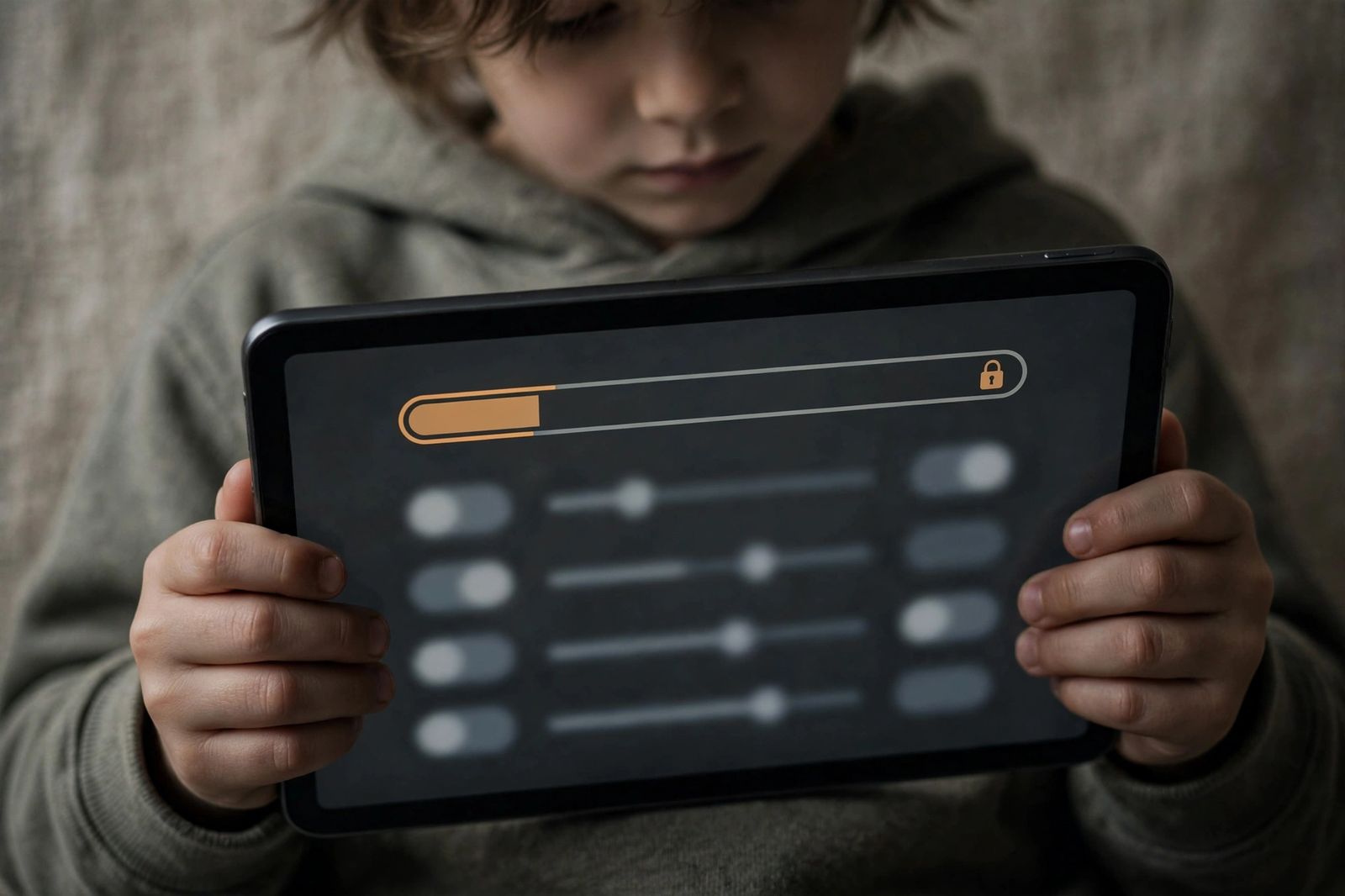 Enfant utilisant une tablette avec une limite de temps d'écran