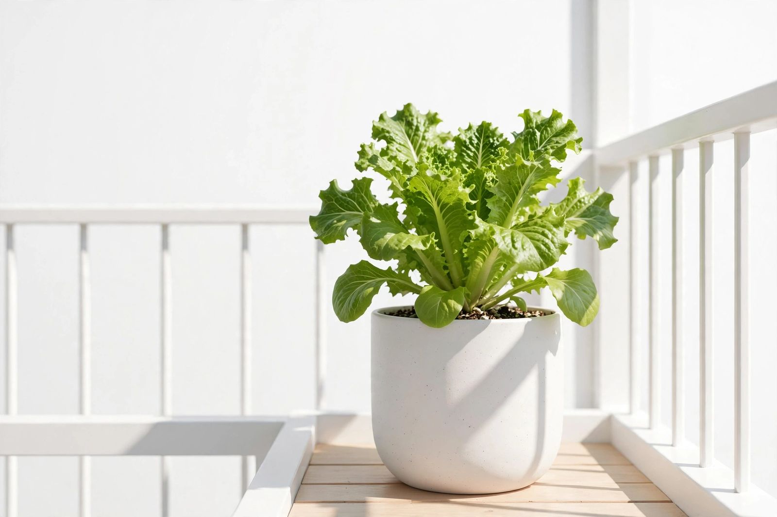 Planta de alface crescendo em um recipiente