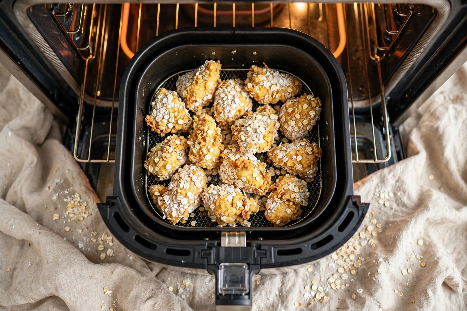 Pezzi di pollo impanati con farina d'avena con AirFryer